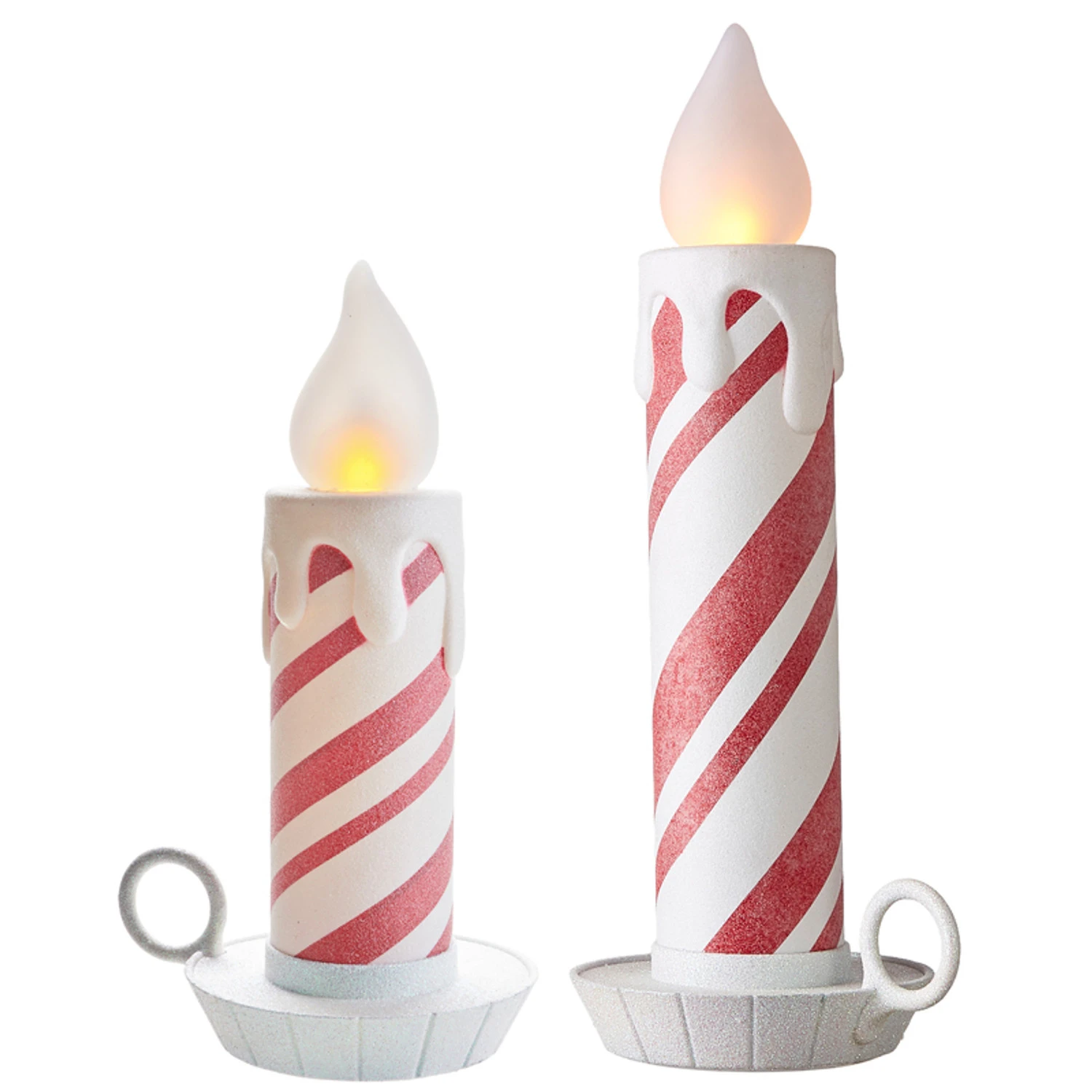 Raz 17.5" Or 22.5" Battery Operated Peppermint Striped Large Candle Christmas Decoration 1 Raz 17.5" Or 22.5" Battery Operated Peppermint Striped Large Candle Christmas Decoration