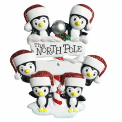 Penguin Family Of 6 At The North Pole Personalized Christmas Ornament OR1739-6 -Xmas Ornaments Shop apiwztd8d 05482.1646091880