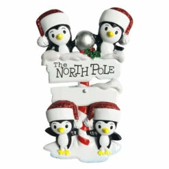 Penguin Family Of 4 At The North Pole Personalized Christmas Ornament OR1739-4 -Xmas Ornaments Shop apixf6ioj 35146.1646091875