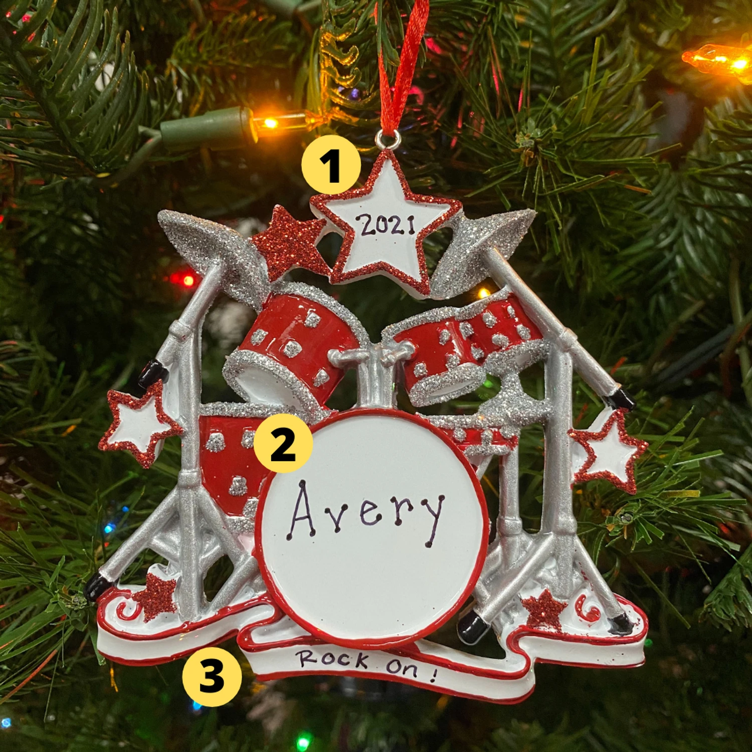 Drum Set Personalized Christmas Ornament OR640 1 Drum Set Personalized Christmas Ornament OR640