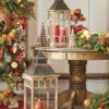 Raz 23" &30" Metal And Wood Christmas Lantern Set 4018501