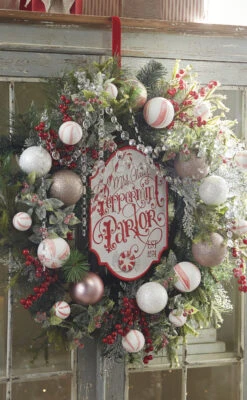 Raz 24" Mixed Peppermint Ball Ornament Christmas Wreath W4102368