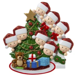 Family Of 8 Around The Christmas Tree Personalized Ornament OR1789-8 -Xmas Ornaments Shop apizlv3ja 98220.1646091893