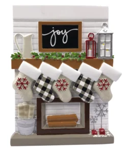5" Fireplace Mantle Stocking Family Of 5 Personalized Christmas Ornament OR2030-5 -Xmas Ornaments Shop apizm7itm 20197.1646091893