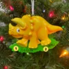 Orange Triceratops Dinosaur Personalized Christmas Ornament OR816-C