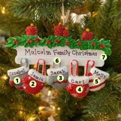 Family Personalized Christmas Ornament With 5 Mittens