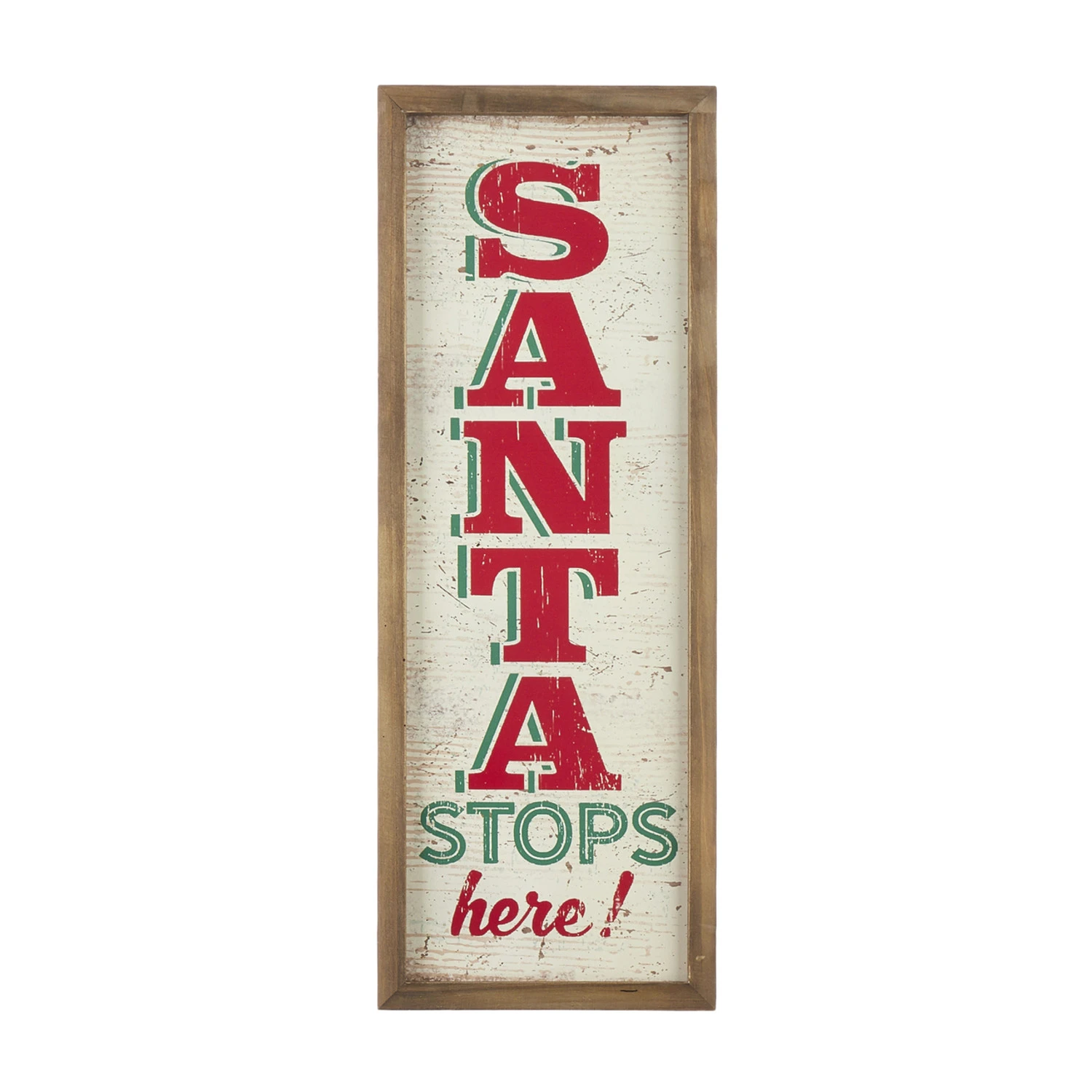 Raz 24.75" Santa Stops Here Wooden Framed Christmas Wall Art 4111239 2 Raz 24.75" Santa Stops Here Wooden Framed Christmas Wall Art 4111239 - Image 2