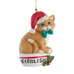Kurt Adler 3.25" "If I Fits, I Sits" Cat Christmas Ornaments E0599 -Xmas Ornaments Shop e0599a 76858.1677698897