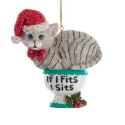 Kurt Adler 3.25" "If I Fits, I Sits" Cat Christmas Ornaments E0599 -Xmas Ornaments Shop e0599b 32018.1677698899