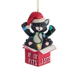 Kurt Adler 3.25" "If I Fits, I Sits" Cat Christmas Ornaments E0599 -Xmas Ornaments Shop e0599c 67259.1677698908