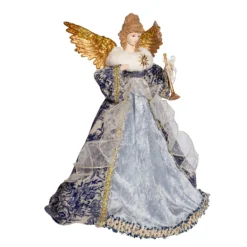 Kurt Adler 17" Indigo Blue Delft Angel Christmas Tree Topper J6099 -Xmas Ornaments Shop j6099 01 06554.1653408818
