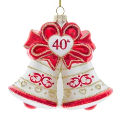 Kurt Adler 4.5" Noble Gems "40th Anniversary" Bell Glass Christmas Ornament NBX0106