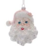 Kurt Adler 6" Glass Pink And Silver Santa Head Glass Christmas Ornament T2802